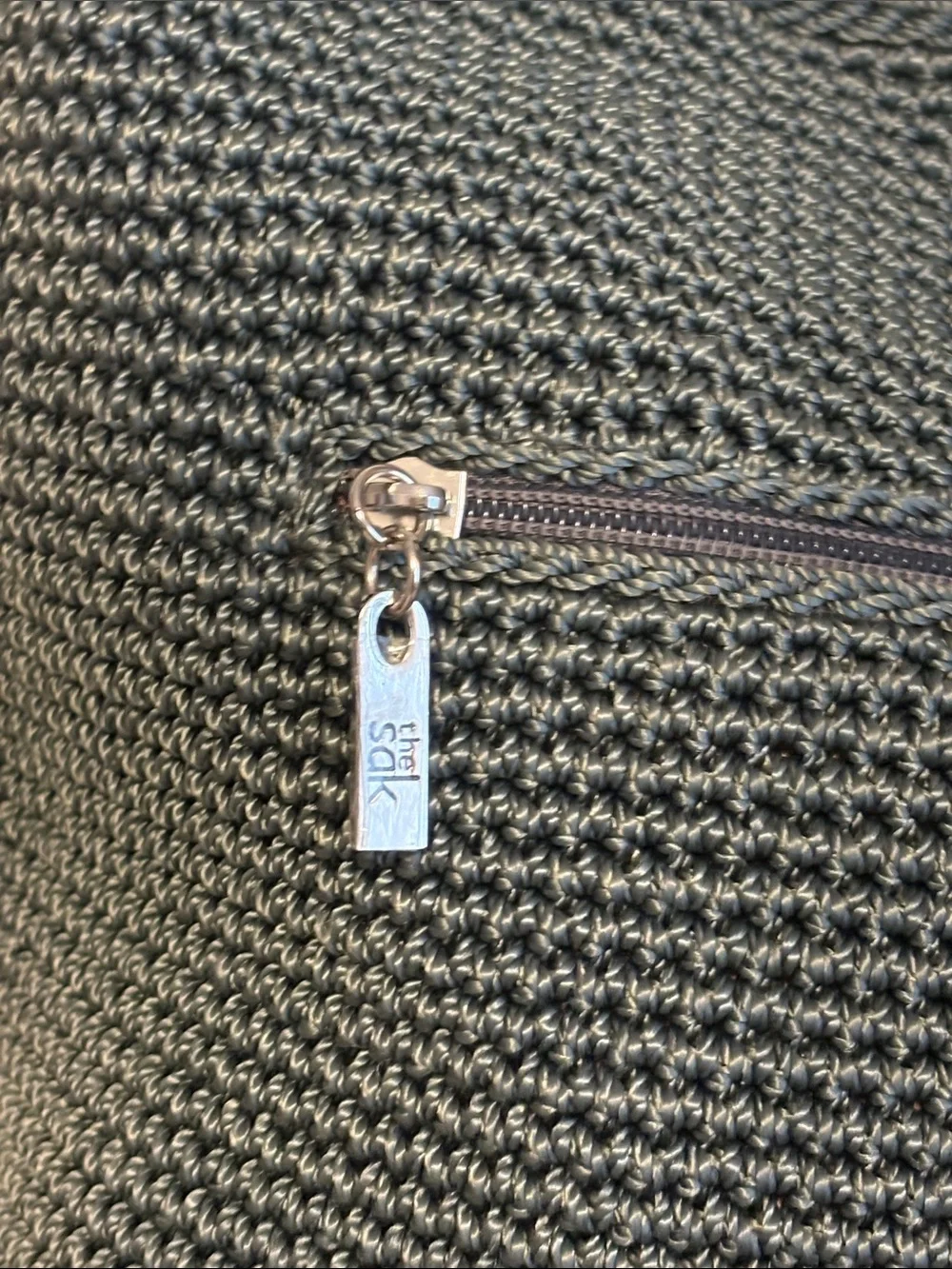 The Sak Hand Crocheted Hobo Shoulder Bag Slouchy Silhouette Olive Green